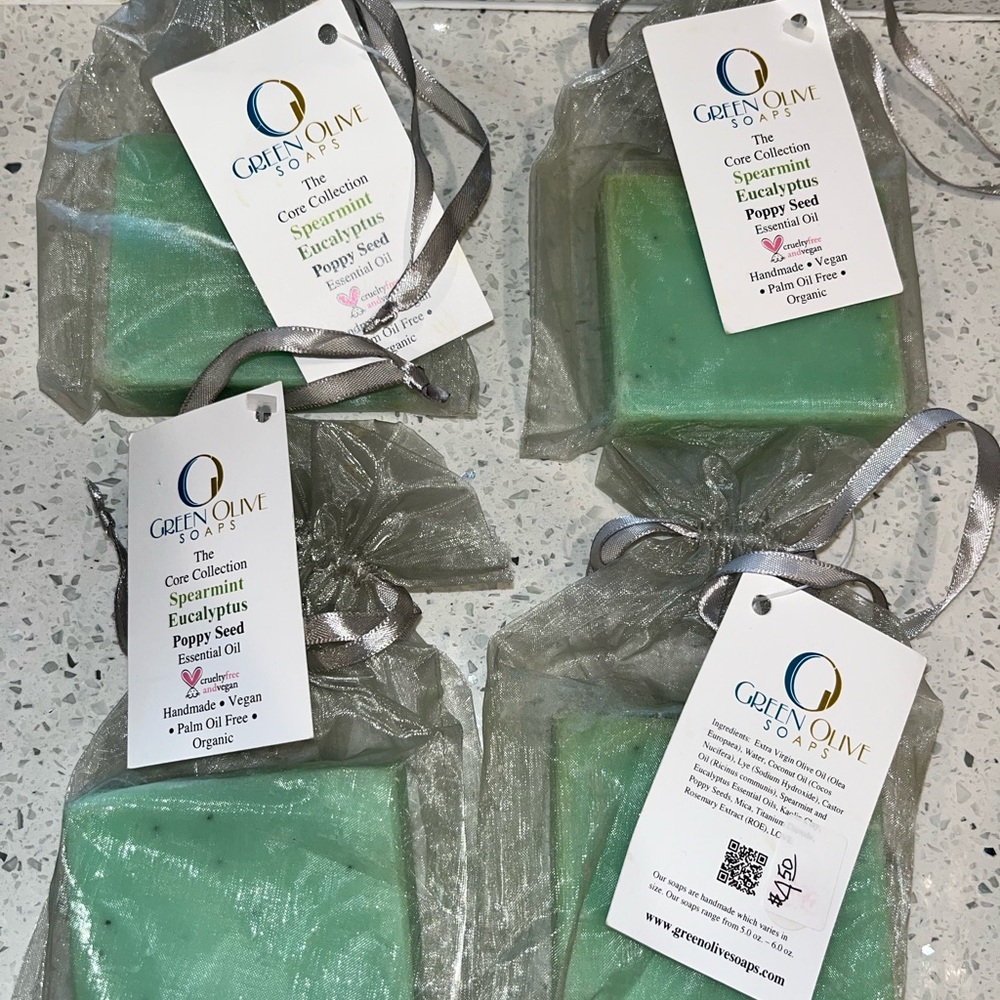 GREEN OLIVE SOAPS Core Collection Spearmint Eucalyptus Poppy Seed Essential Oil